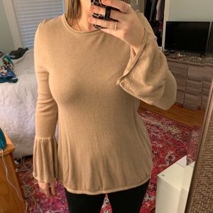 Cupio Tan Bell Sleeve Blouse